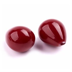 Shell perle. Dråbe. Anboret - topboret. 13 mm. Bordeaux - vinrød